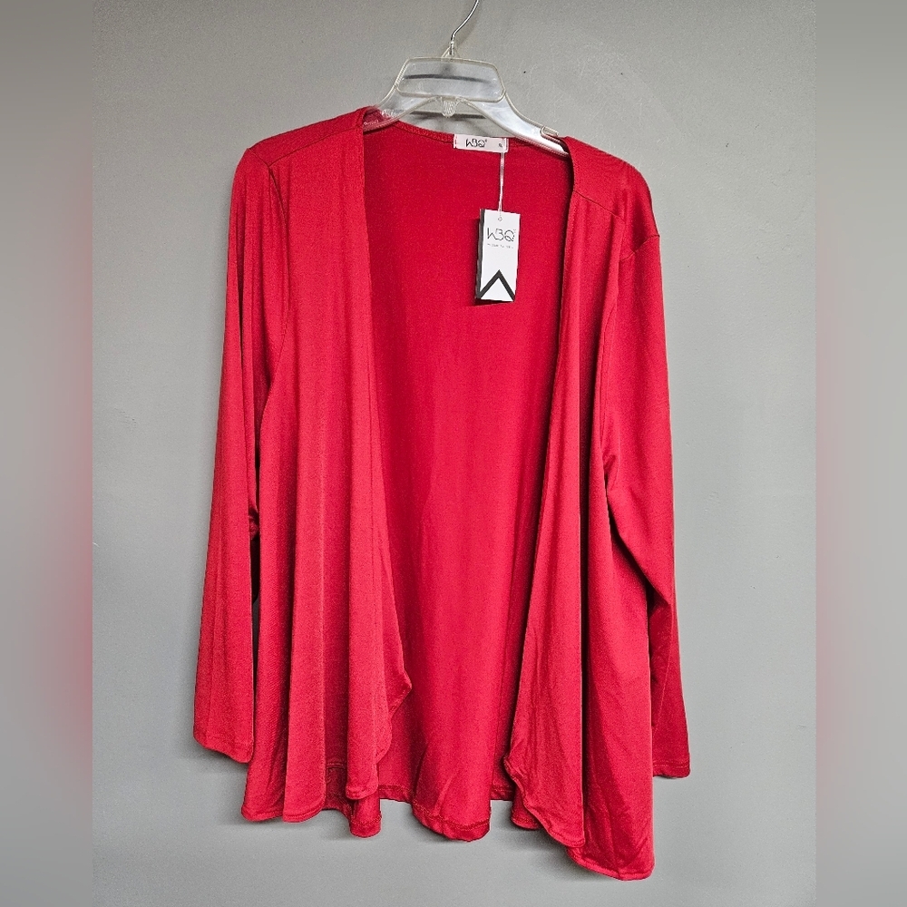 Women's XL Open Front Red Long Sleeve Cardigan